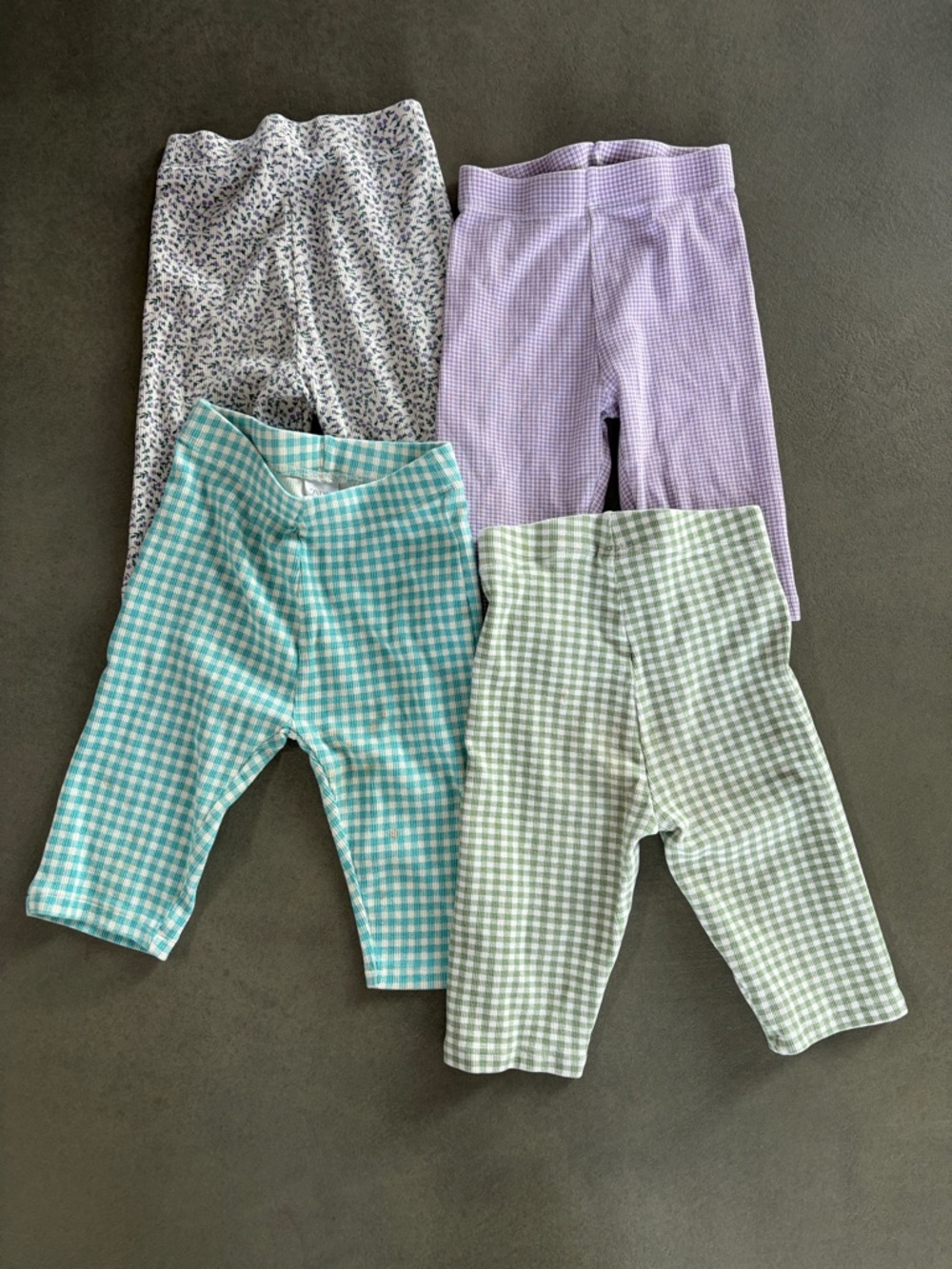 Zara Purple Gingham & White Ribbed Kids Bottoms Set